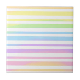 Pastel Rainbow Stripes Abstract Blur Art Design Tegeltje