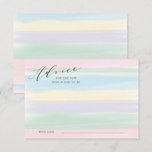 Pastel Rainbow Stripes Advice Kaart Baby shower (Voorkant / Achterkant)