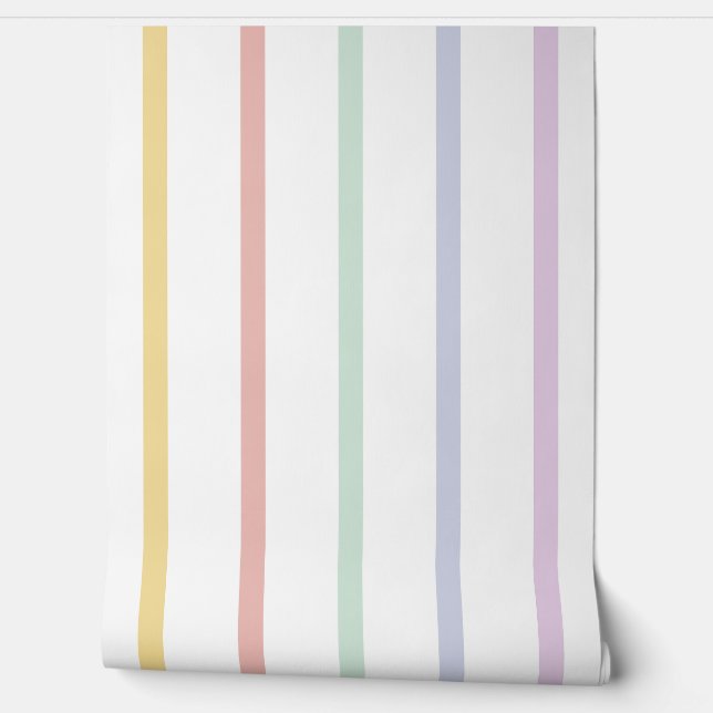 Pastel Rainbow Stripes Behang (Afrollen)