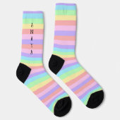 Pastel Rainbow Stripes Decora Style Sokken (Rechts)