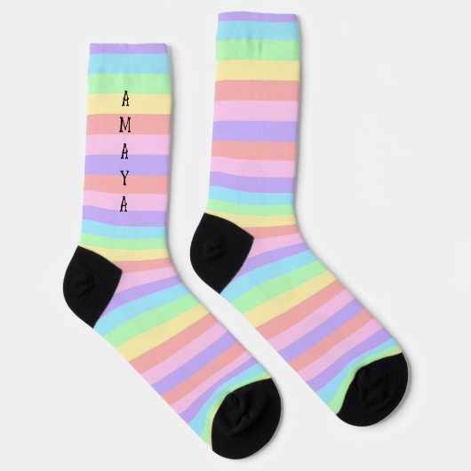 Pastel Rainbow Stripes Decora Style Sokken (Rechts)