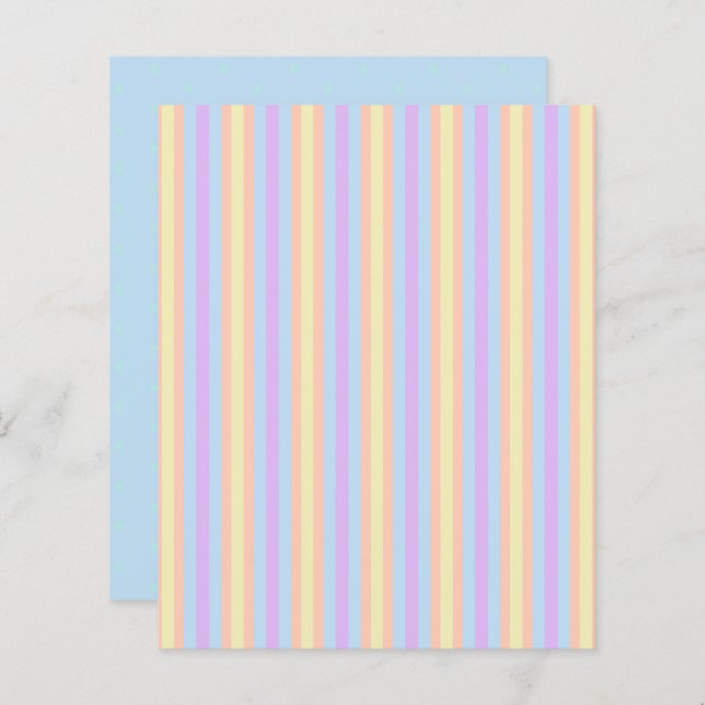 Pastel Rainbow Stripes en vlekken Scrapbook Papier (Voorkant / Achterkant)