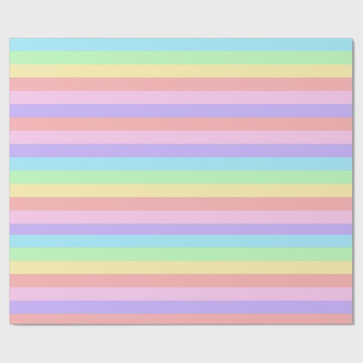 Pastel Rainbow Stripes Fairy Kei Birthday Cadeaupapier (Vlak)