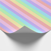 Pastel Rainbow Stripes Fairy Kei Birthday Cadeaupapier (Hoek)