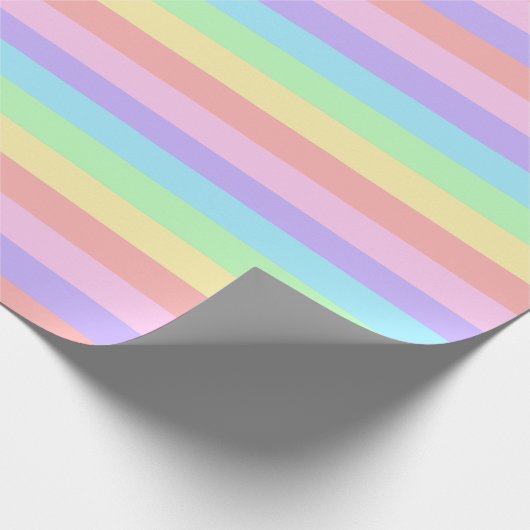 Pastel Rainbow Stripes Fairy Kei Birthday Cadeaupapier (Hoek)