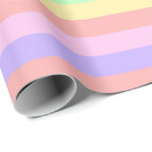 Pastel Rainbow Stripes Fairy Kei Birthday Cadeaupapier (Rol Hoek)