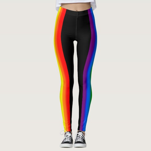 Pastel Rainbow Stripes Gay Pride LGBT-ondersteunin Leggings (Voorkant)
