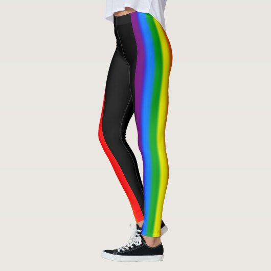 Pastel Rainbow Stripes Gay Pride LGBT-ondersteunin Leggings (Links)