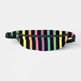 Pastel Rainbow Stripes Patroon op zwart Heuptasje