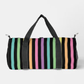 Pastel Rainbow Stripes Patroon op zwart Plunjezak (Voorkant)
