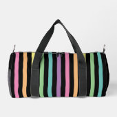 Pastel Rainbow Stripes Patroon op zwart Plunjezak (Achterkant)