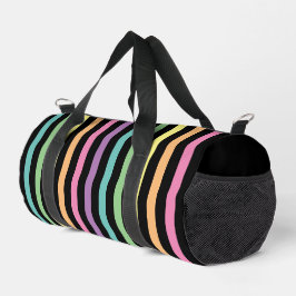 Pastel Rainbow Stripes Patroon op zwart Plunjezak