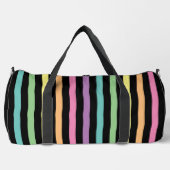 Pastel Rainbow Stripes Patroon op zwart Plunjezak (Voorkant)