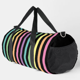 Pastel Rainbow Stripes Patroon op zwart Plunjezak