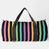 Pastel Rainbow Stripes Patroon op zwart Plunjezak (Achterkant)