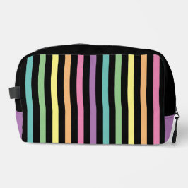 Pastel Rainbow Stripes Patroon op zwart Toilettasje