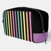 Pastel Rainbow Stripes Patroon op zwart Toilettasje (Rechterhoek)