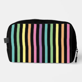 Pastel Rainbow Stripes Patroon op zwart Toilettasje