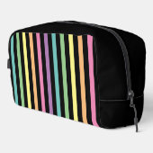 Pastel Rainbow Stripes Patroon op zwart Toilettasje (Rechterhoek)