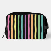 Pastel Rainbow Stripes Patroon op zwart Toilettasje (Achterkant)