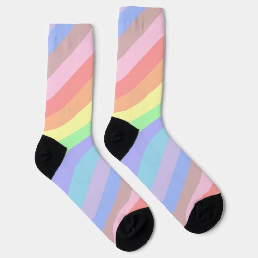 Pastel Rainbow Stripes Sokken (Rechts)
