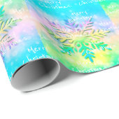 Pastel Rainbow-Stropdas-Dye Snowflake Merry-kerst Cadeaupapier (Rol Hoek)