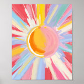 Pastel Rainbow Sun Burst Poster Print (Voorkant)
