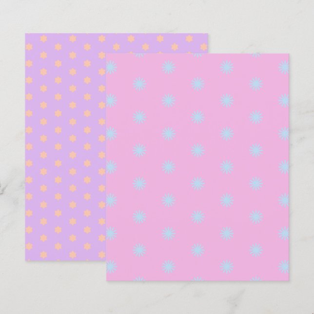 Pastel Rainbow Sunbursts & Sterren Scrapbook Papie (Voorkant / Achterkant)