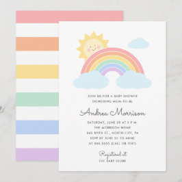 Pastel Rainbow Sunshine Baby shower Uitnodiging