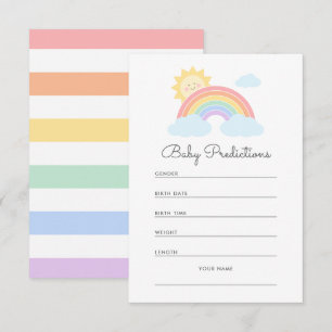 Pastel Rainbow Sunshine Baby shower Voorspellingen Informatiekaartje