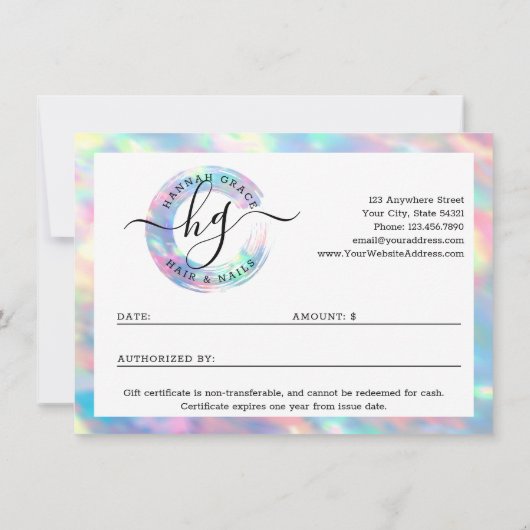 Pastel Rainbow Swash Logo Cadeft Certificate Kaart (Achterkant)