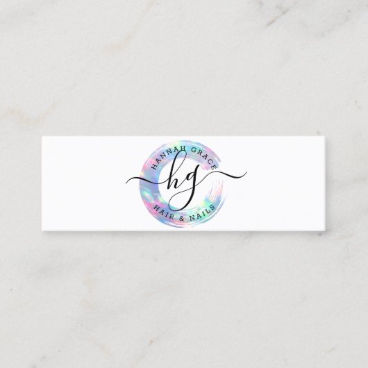 Pastel Rainbow Swash Logo Hair Nails Social Media Mini Visitekaartje (Voorkant)