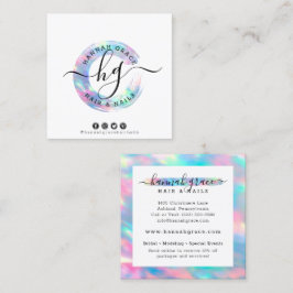 Pastel Rainbow Swash Logo Hair Nails Social Media Vierkante Visitekaartje