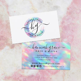 Pastel Rainbow Swash Logo Hair Nails Social Media Visitekaartje