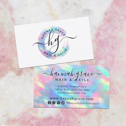 Pastel Rainbow Swash Logo Hair Nails Social Media Visitekaartje