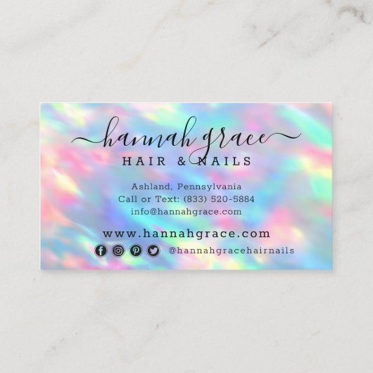 Pastel Rainbow Swash Logo Hair Nails Social Media Visitekaartje (Achterkant)