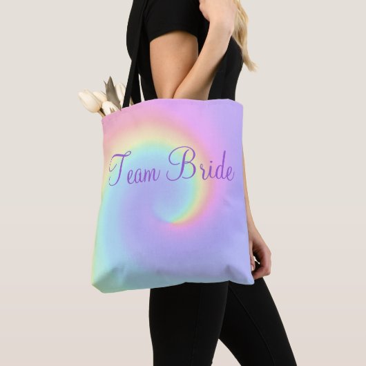 Pastel Rainbow Swirl Lesbian Wedding Canvas tas (Dichtbij)