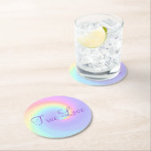 Pastel Rainbow Swirl Lesbian Wedding Ronde Kartonnen Onderzetter (Insitu)