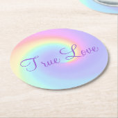 Pastel Rainbow Swirl Lesbian Wedding Ronde Kartonnen Onderzetter (Gebogen)