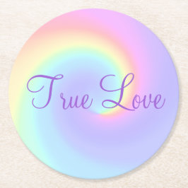 Pastel Rainbow Swirl Lesbian Wedding Ronde Kartonnen Onderzetter