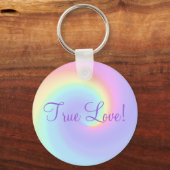 Pastel Rainbow Swirl Lesbian Wedding Sleutelhanger (Voorkant)