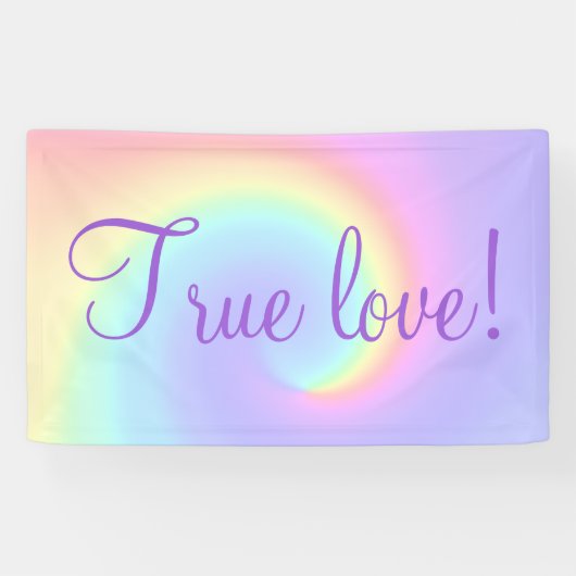 Pastel Rainbow Swirl Lesbian Wedding "True Love" Spandoek (Horizontaal)
