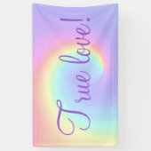 Pastel Rainbow Swirl Lesbian Wedding "True Love" Spandoek (Verticaal)