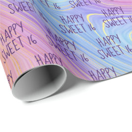 Pastel Rainbow Swirl Sweet 16 Cadeaupapier