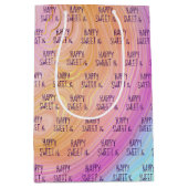 Pastel Rainbow Swirl Sweet 16 Medium Cadeauzakje (Voorkant)