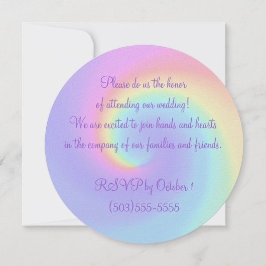 Pastel Rainbow Swirl - Uitnodiging tot huwelijk vo (Achterkant)
