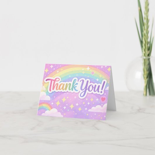Pastel Rainbow Thank You Card – Cute Appreciation  Bedankkaart (Voorkant)