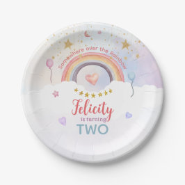 Pastel Rainbow Tie Dye Birthday Papieren Bordje