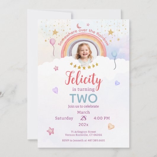 Pastel Rainbow Tie Dye Birthday Photo Kaart (Voorkant)