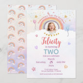 Pastel Rainbow Tie Dye Birthday Photo Kaart (Voorkant / Achterkant)